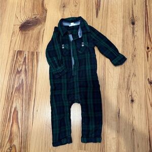 Green and Black Plaid Baby Jumpsuit